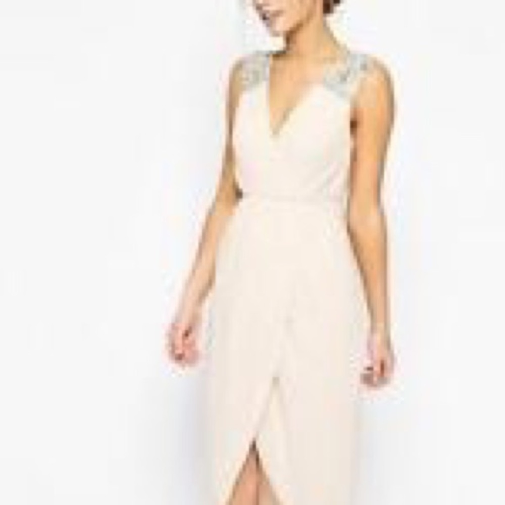 TFNC Midi Dress in Nude/Blush